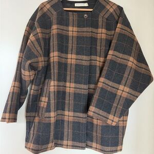 Micaela Greg Wool Plaid Jacket in Charcoal